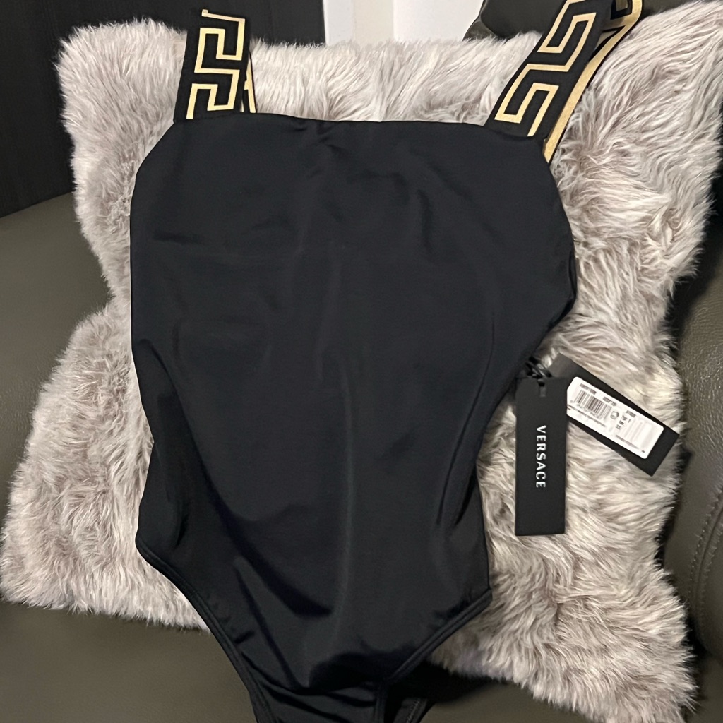 Versace Black One-Piece With Gold Detailing